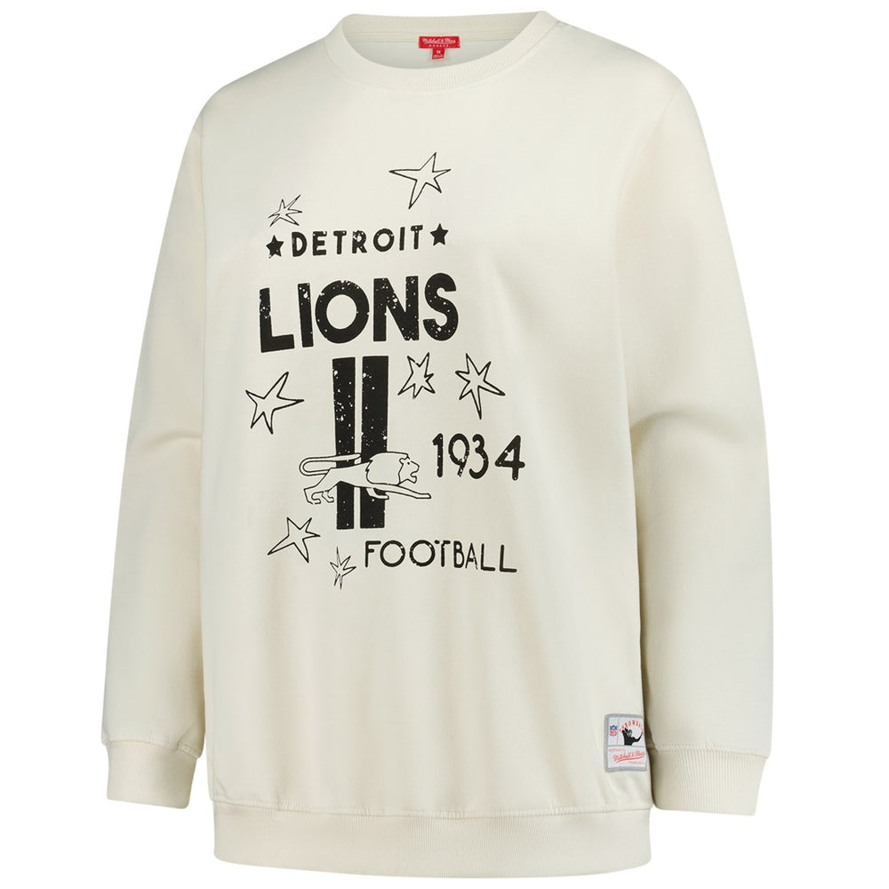 Detroit Lions Women's Plus Size Shooting Star Sweatshirt - Cream Sweatshirts