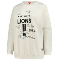 Detroit Lions Women's Plus Size Shooting Star Sweatshirt - Cream Sweatshirts