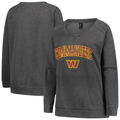 Washington Commanders Profile Women's Plus Size Acid Wash Raglan Sweatshirt - Charcoal Sweatshirts