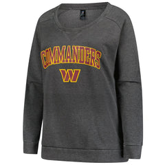 Washington Commanders Profile Women's Plus Size Acid Wash Raglan Sweatshirt - Charcoal Sweatshirts