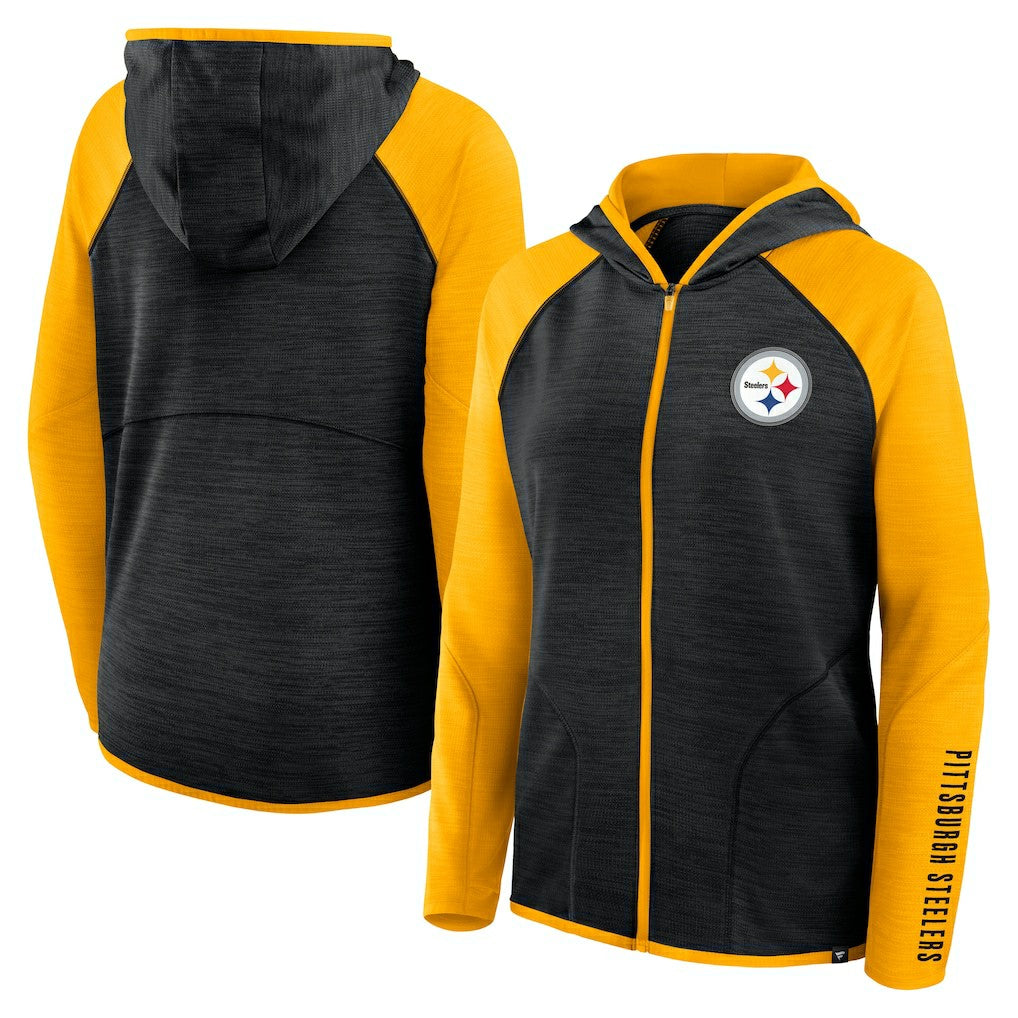 Pittsburgh Steelers Women's Plus Size End Around Pass Full-Zip Hoodie - Black Hoodies
