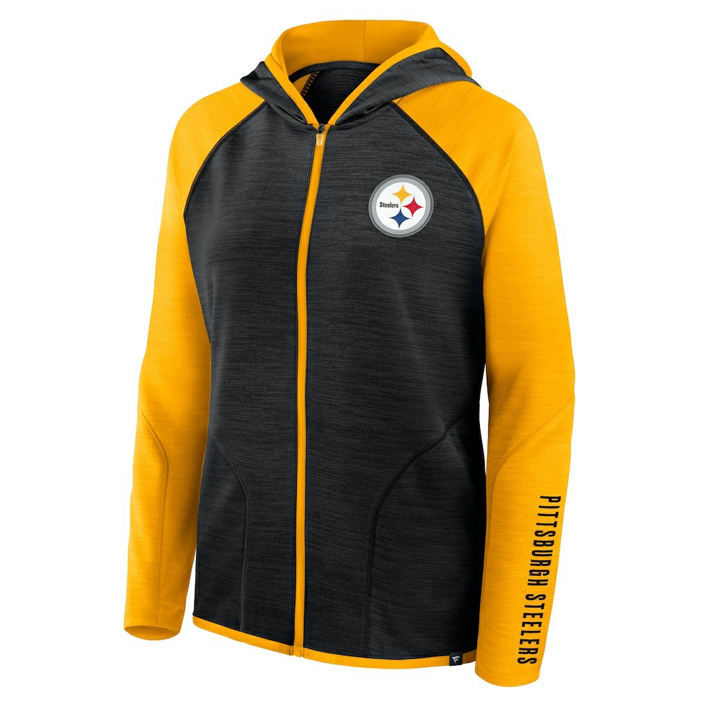 Pittsburgh Steelers Women's Plus Size End Around Pass Full-Zip Hoodie - Black Hoodies