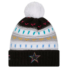 Dallas Cowboys New Era Women's 2025 NFL Crucial Catch Cuffed Knit Hat with Pom - Black Hats