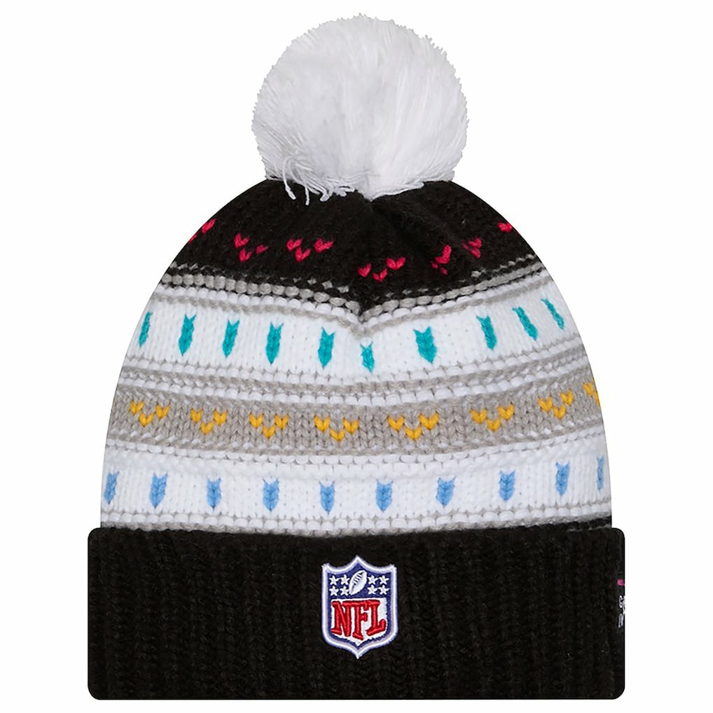 Dallas Cowboys New Era Women's 2025 NFL Crucial Catch Cuffed Knit Hat with Pom - Black Hats