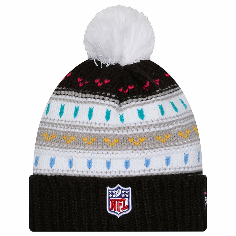 Dallas Cowboys New Era Women's 2025 NFL Crucial Catch Cuffed Knit Hat with Pom - Black Hats