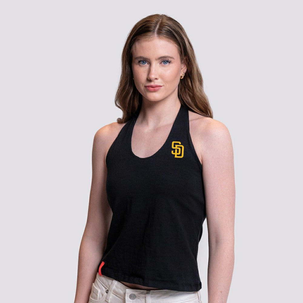 San Diego Padres Lusso Women's Noelle V-Neck Tank Top - Black Tanks