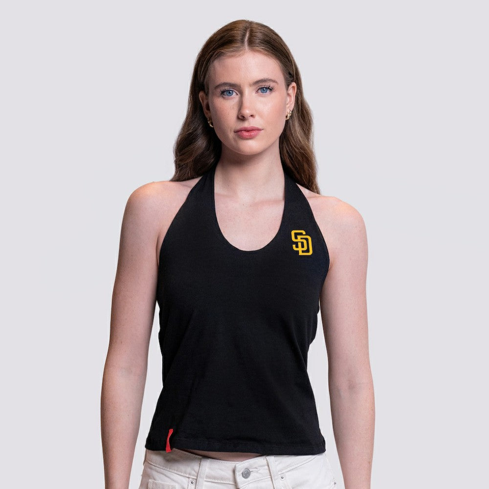San Diego Padres Lusso Women's Noelle V-Neck Tank Top - Black Tanks