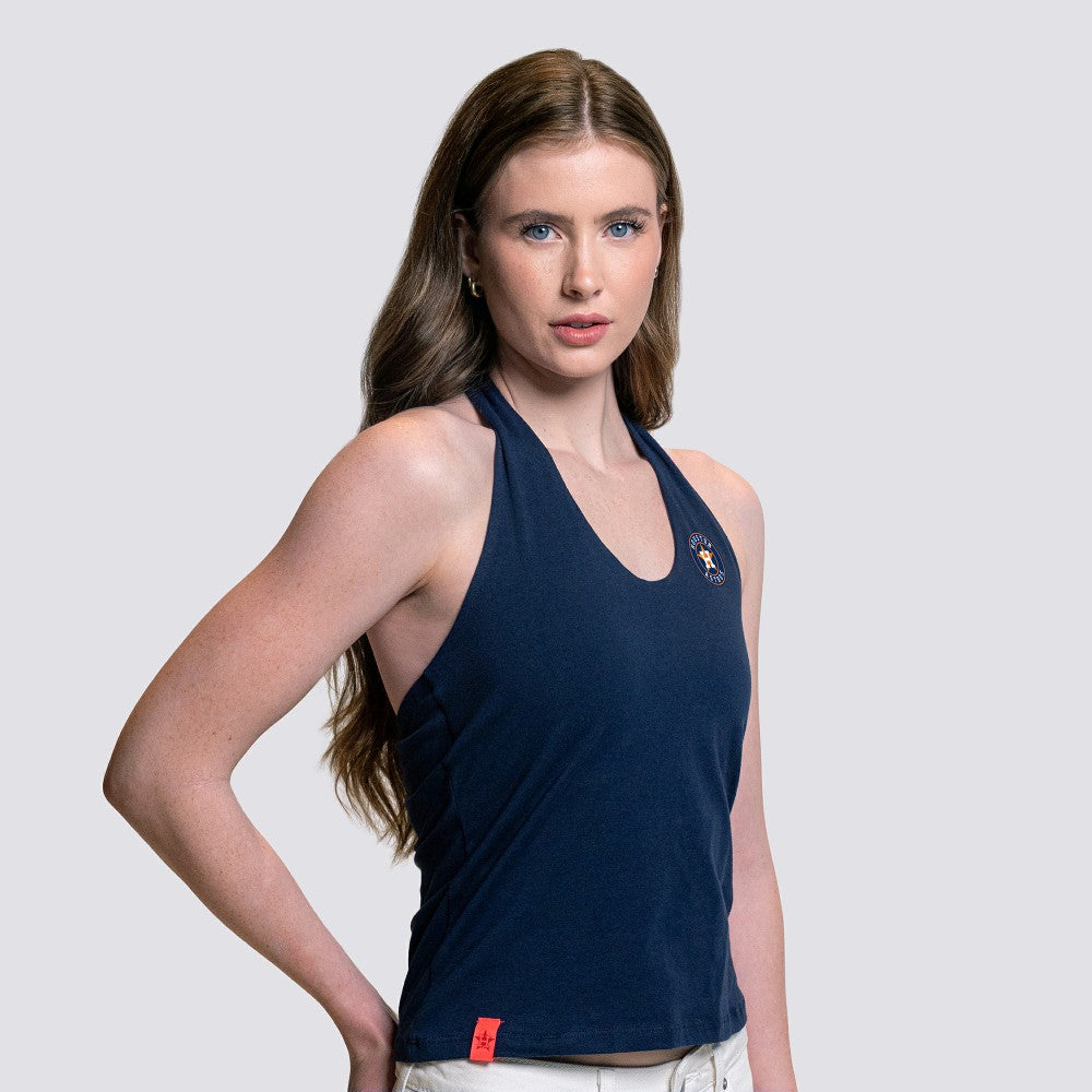 Houston Astros Lusso Women's Noelle V-Neck Tank Top - Navy Tanks