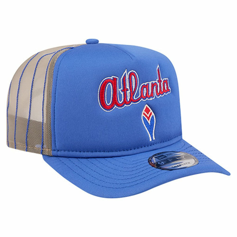 Atlanta Braves New Era Vintage Arched Foam Front 9FIFTY A-Frame Adjustable Trucker Hat - Royal Hats