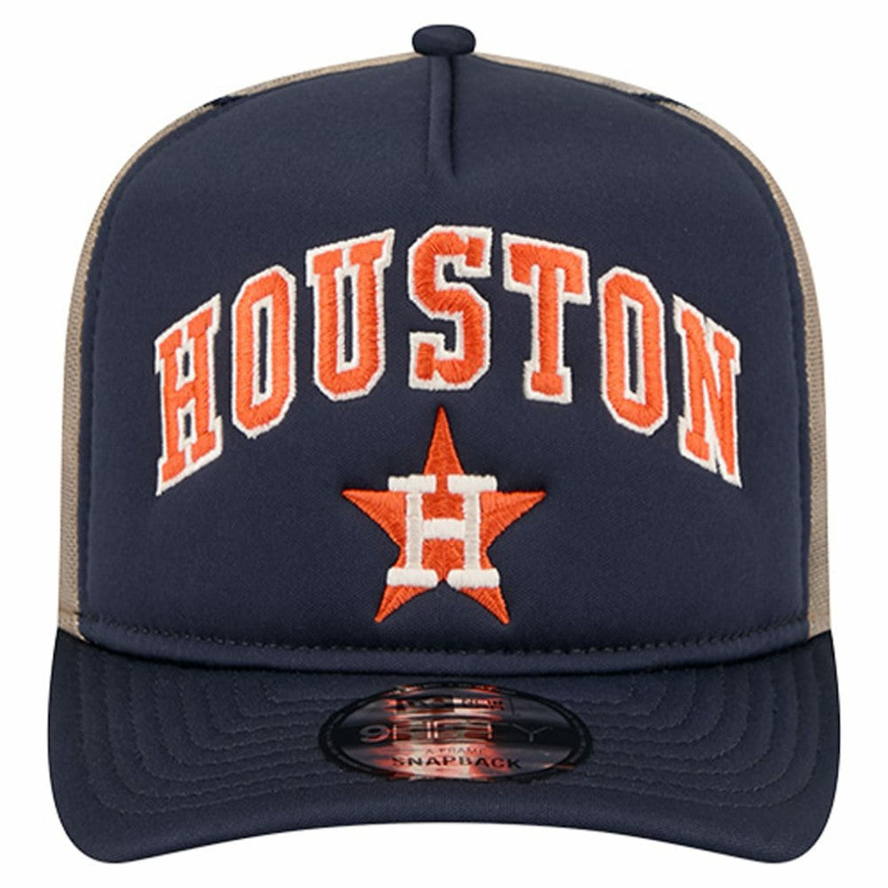 Houston Astros New Era Vintage Arched Foam Front 9FIFTY A-Frame Adjustable Trucker Hat - Navy Hats