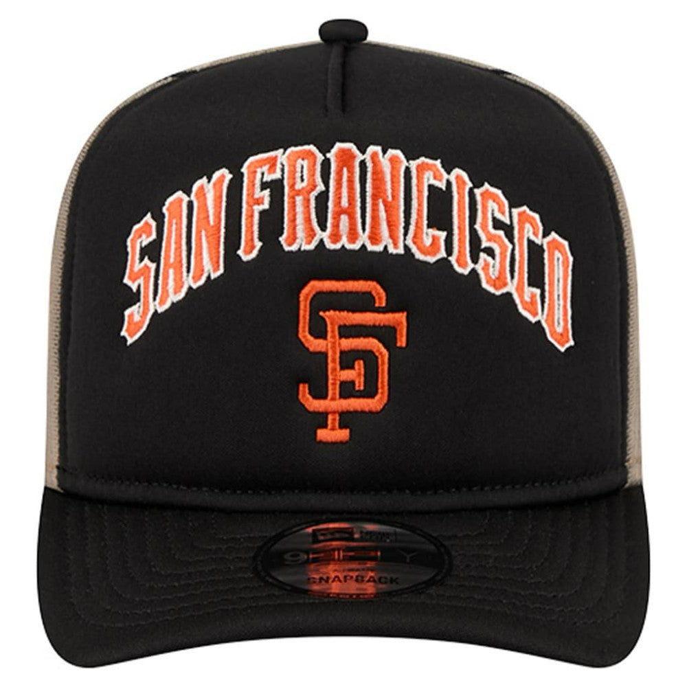 San Francisco Giants New Era Vintage Arched Foam Front 9FIFTY A-Frame Adjustable Trucker Hat - Black Hats