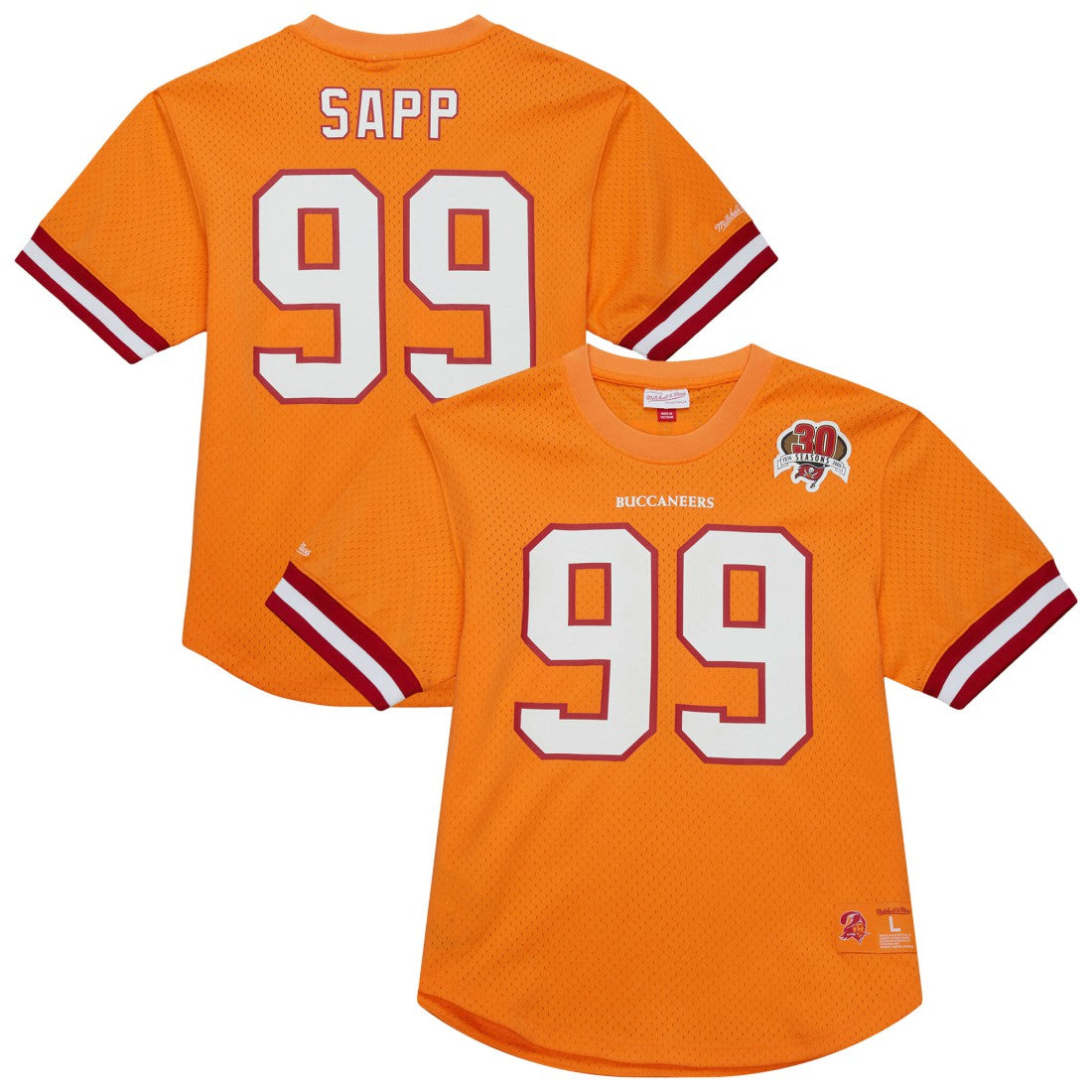 Warren Sapp Tampa Bay Buccaneers Retired Player Name & Number Mesh Top - Orange Tops