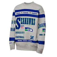 Seattle Seahawks Youth Throwback All-Over Print Fleece Sweatshirt - Gray Sweatshirts