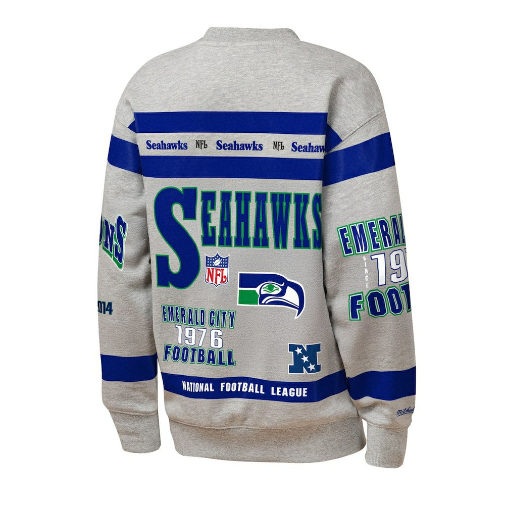 Seattle Seahawks Youth Throwback All-Over Print Fleece Sweatshirt - Gray Sweatshirts