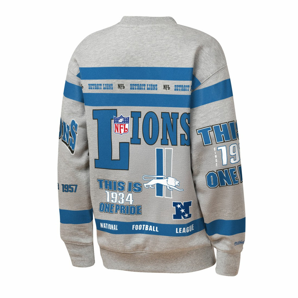Detroit Lions Youth Throwback All-Over Print Fleece Sweatshirt - Gray Sweatshirts