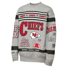 Kansas City Chiefs Youth Throwback All-Over Print Fleece Sweatshirt - Gray Sweatshirts