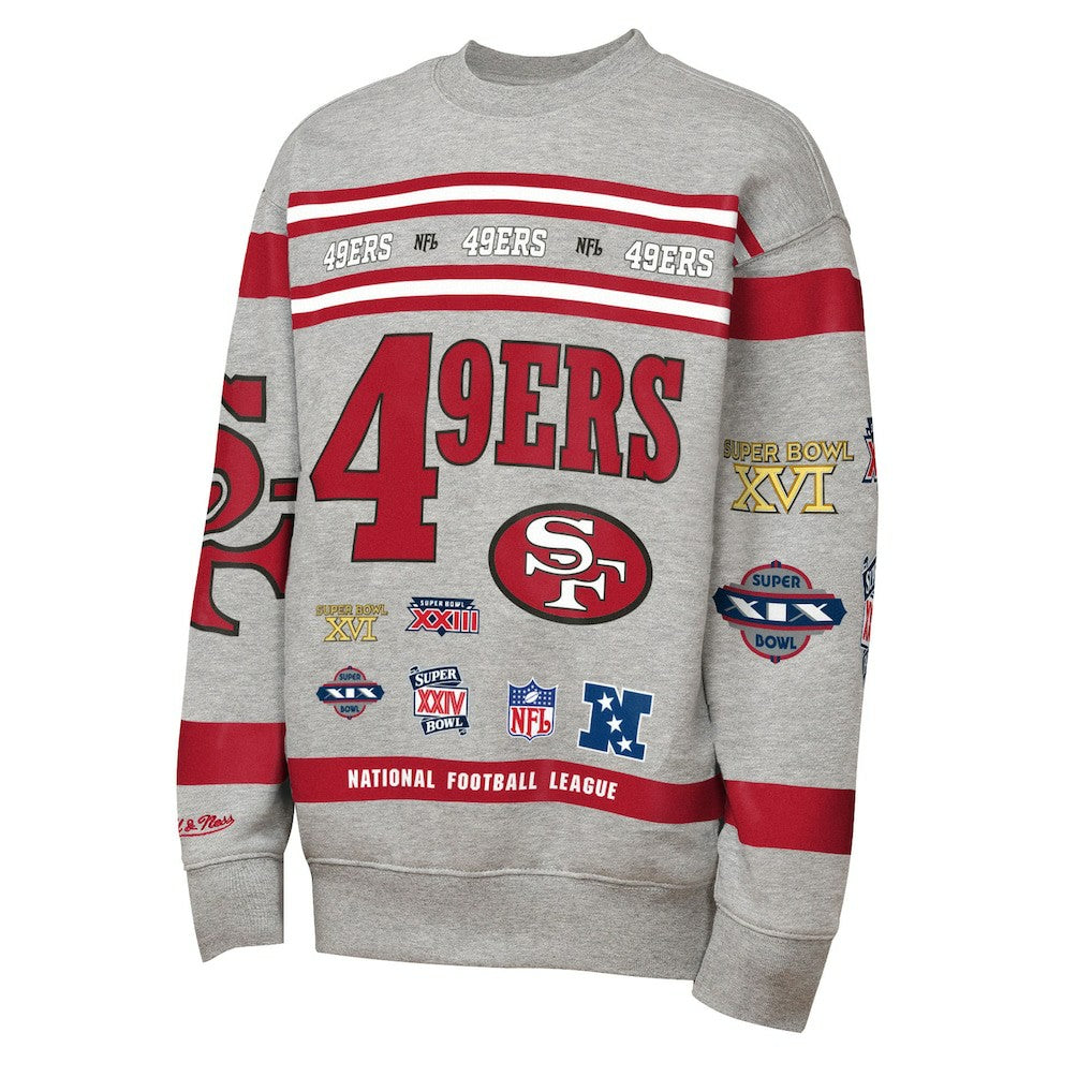 San Francisco 49ers Youth Throwback All-Over Print Fleece Sweatshirt - Gray Sweatshirts