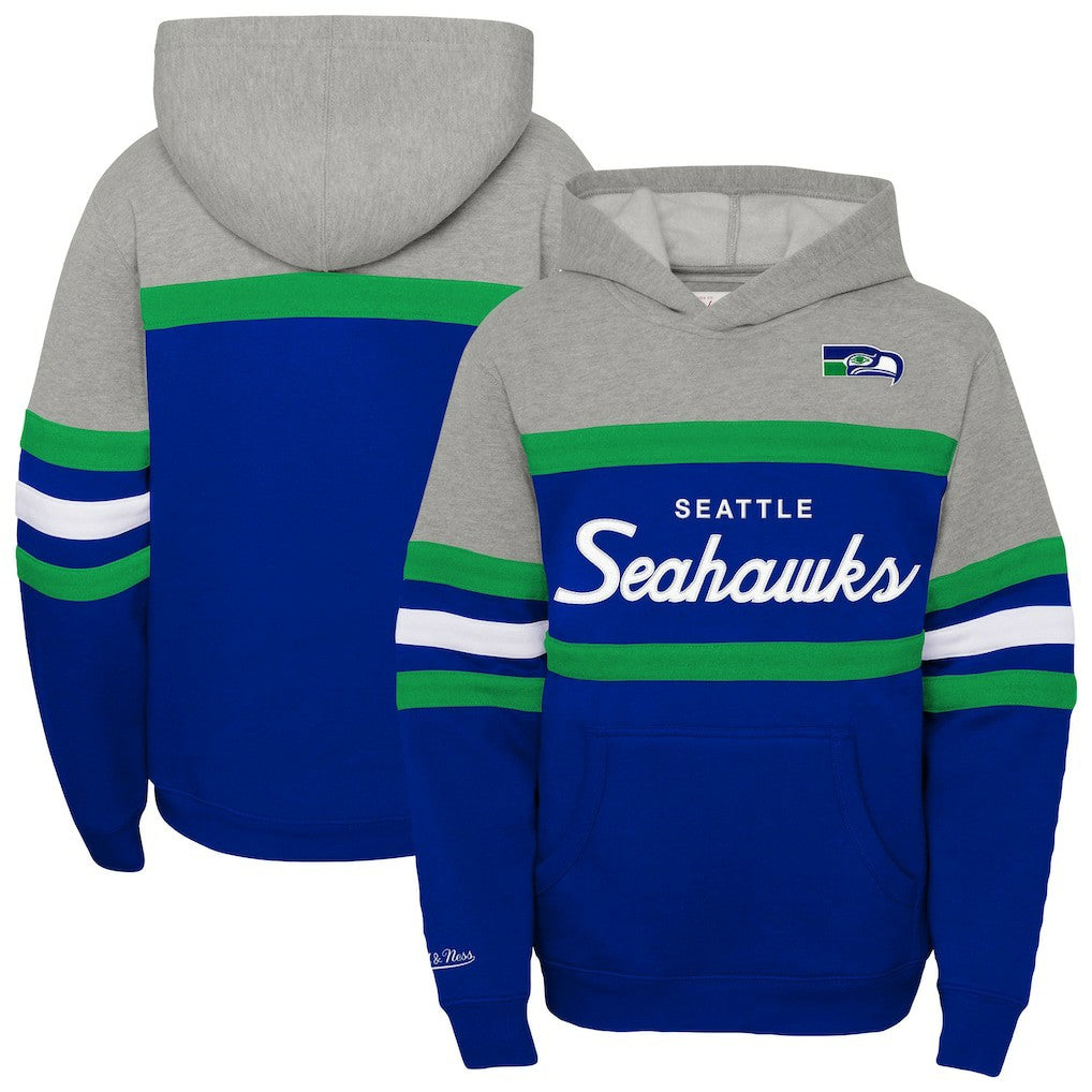 Seattle Seahawks Youth Throwback Head Coach Pullover Hoodie - Royal Hoodies