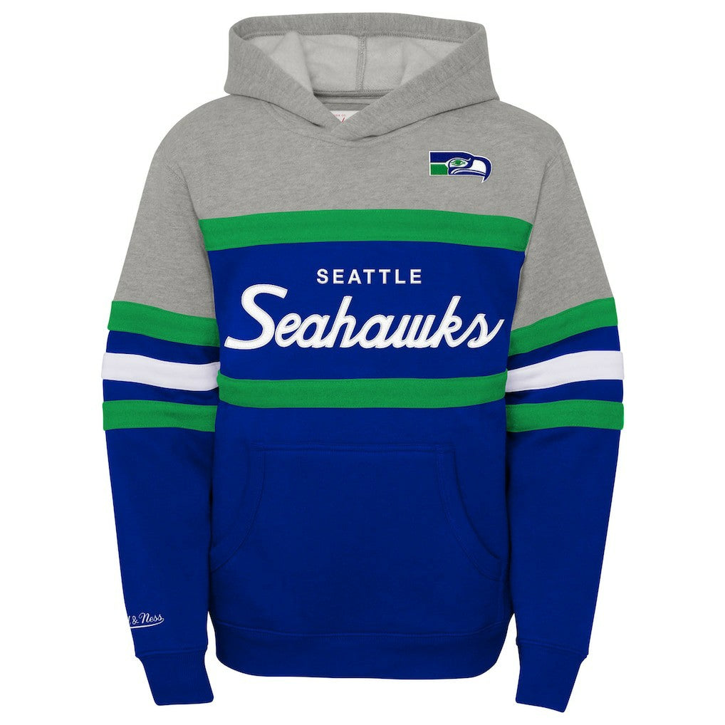 Seattle Seahawks Youth Throwback Head Coach Pullover Hoodie - Royal Hoodies