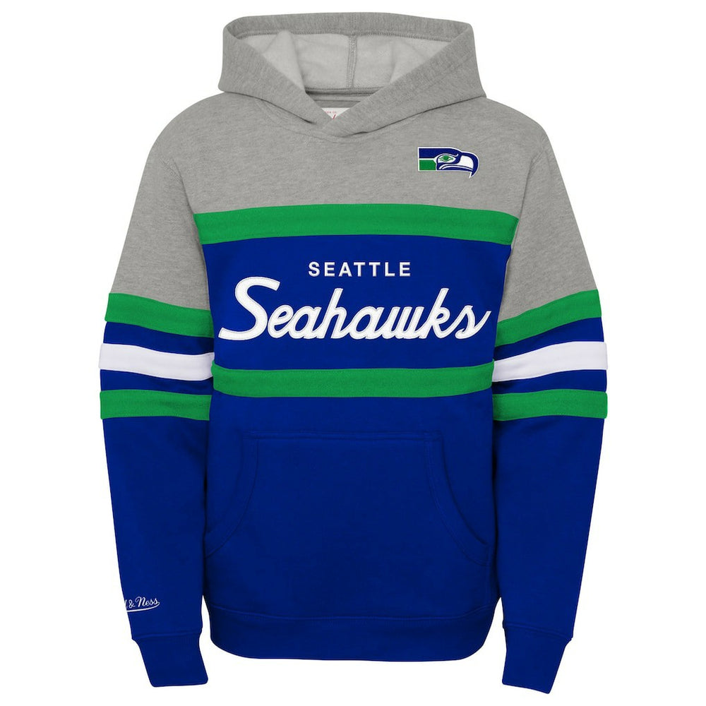 Seattle Seahawks Youth Throwback Head Coach Pullover Hoodie - Royal Hoodies