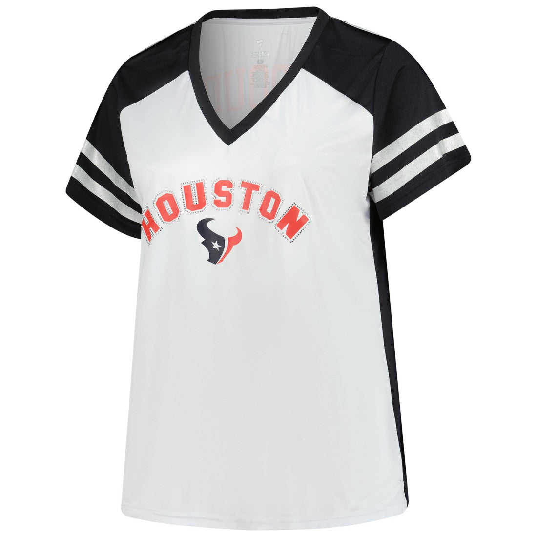 C.J. Stroud Houston Texans Women's Plus Size Bling V-Neck T-Shirt - White T-shirts