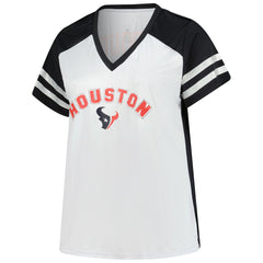 C.J. Stroud Houston Texans Women's Plus Size Bling V-Neck T-Shirt - White T-shirts