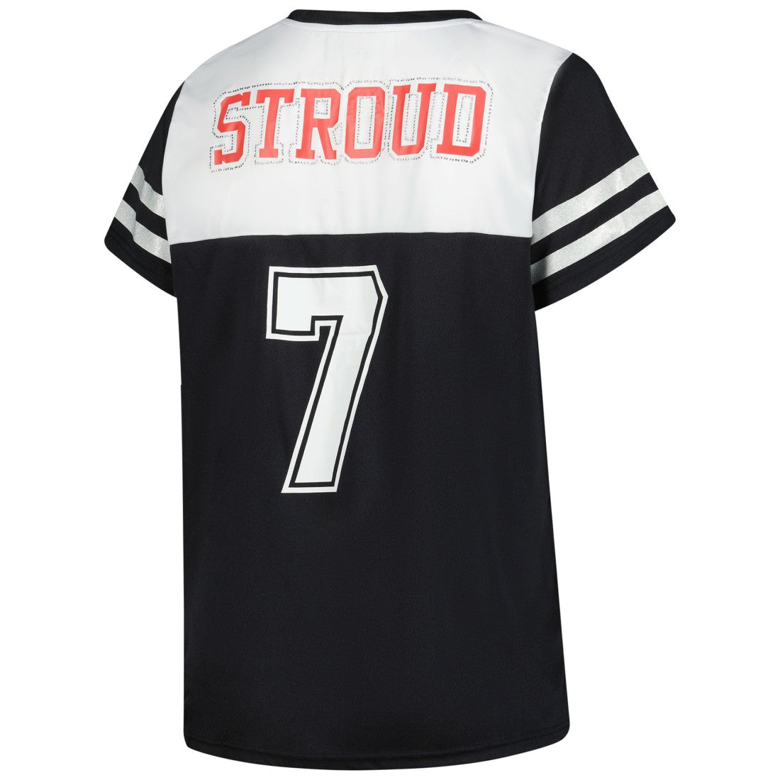 C.J. Stroud Houston Texans Women's Plus Size Bling V-Neck T-Shirt - White T-shirts