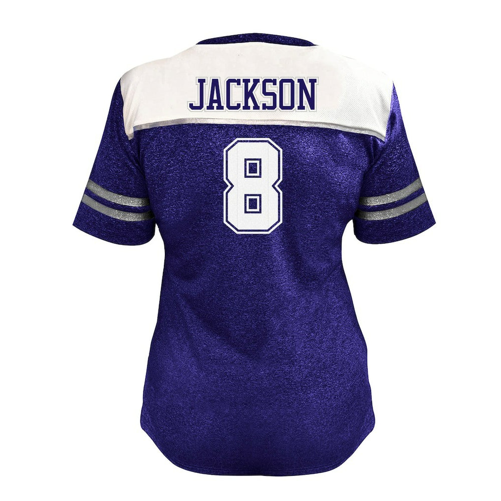 Lamar Jackson Baltimore Ravens Women's Plus Size Bling V-Neck T-Shirt - White T-shirts