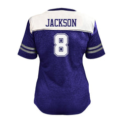 Lamar Jackson Baltimore Ravens Women's Plus Size Bling V-Neck T-Shirt - White T-shirts