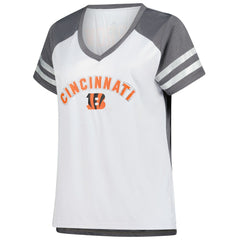 Joe Burrow Cincinnati Bengals Women's Plus Size Bling V-Neck T-Shirt - White T-shirts