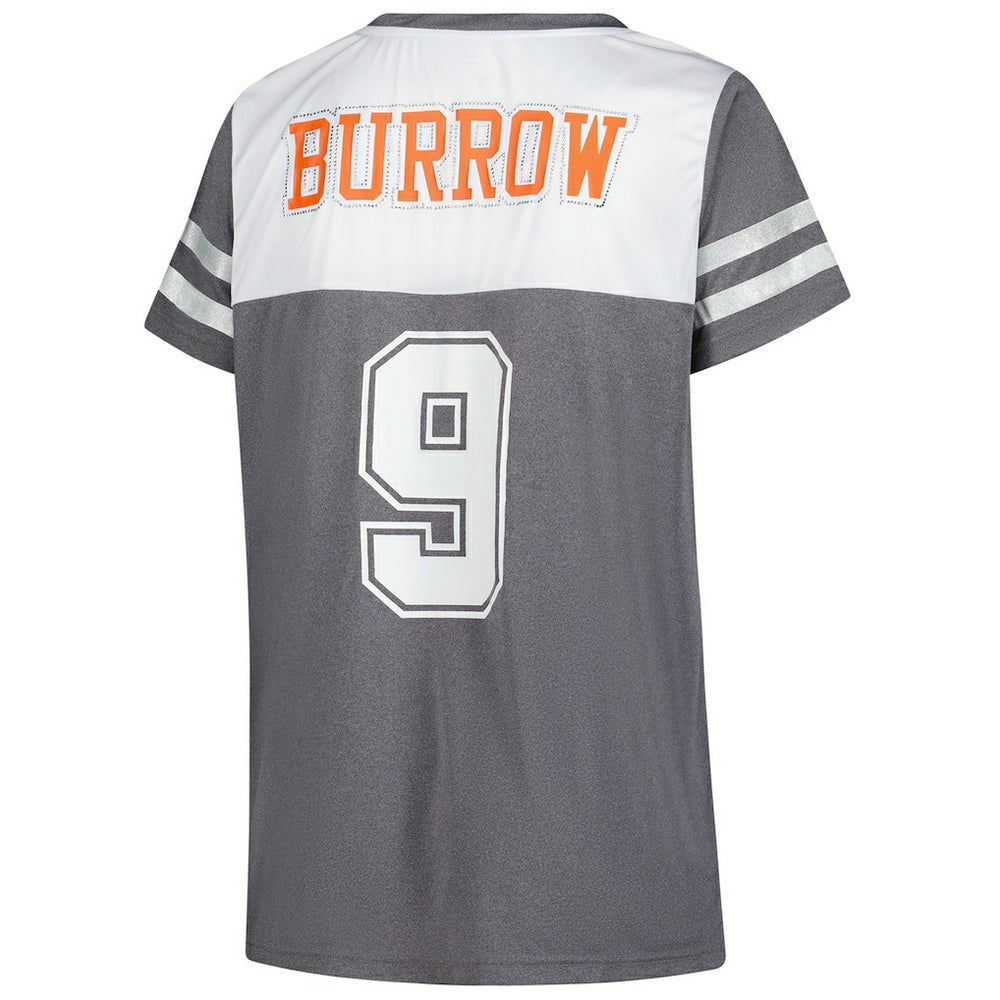 Joe Burrow Cincinnati Bengals Women's Plus Size Bling V-Neck T-Shirt - White T-shirts