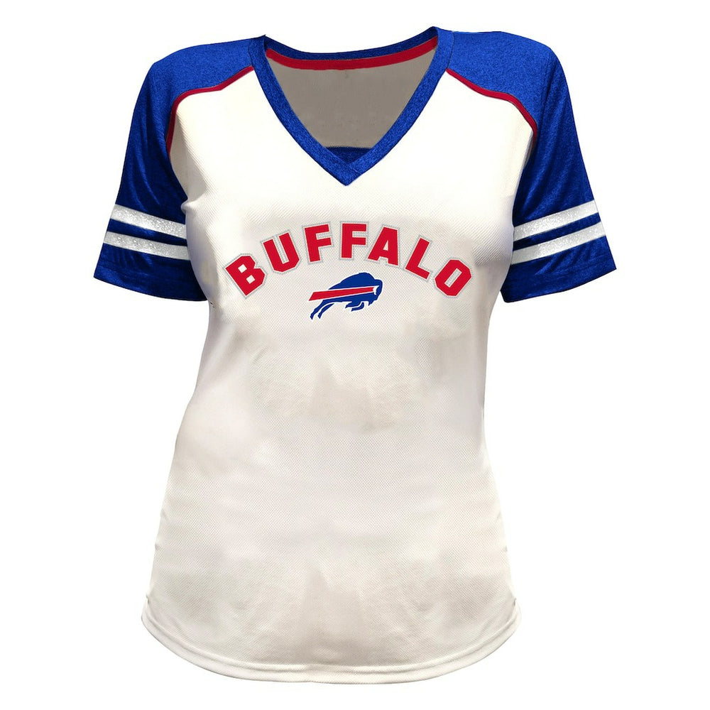 Josh Allen Buffalo Bills Women's Plus Size Bling V-Neck T-Shirt - White T-shirts