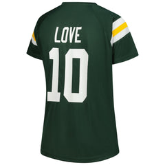 Jordan Love Green Bay Packers Women's Plus Size Name & Number Raglan Lace V-Neck T-Shirt - Green T-shirts