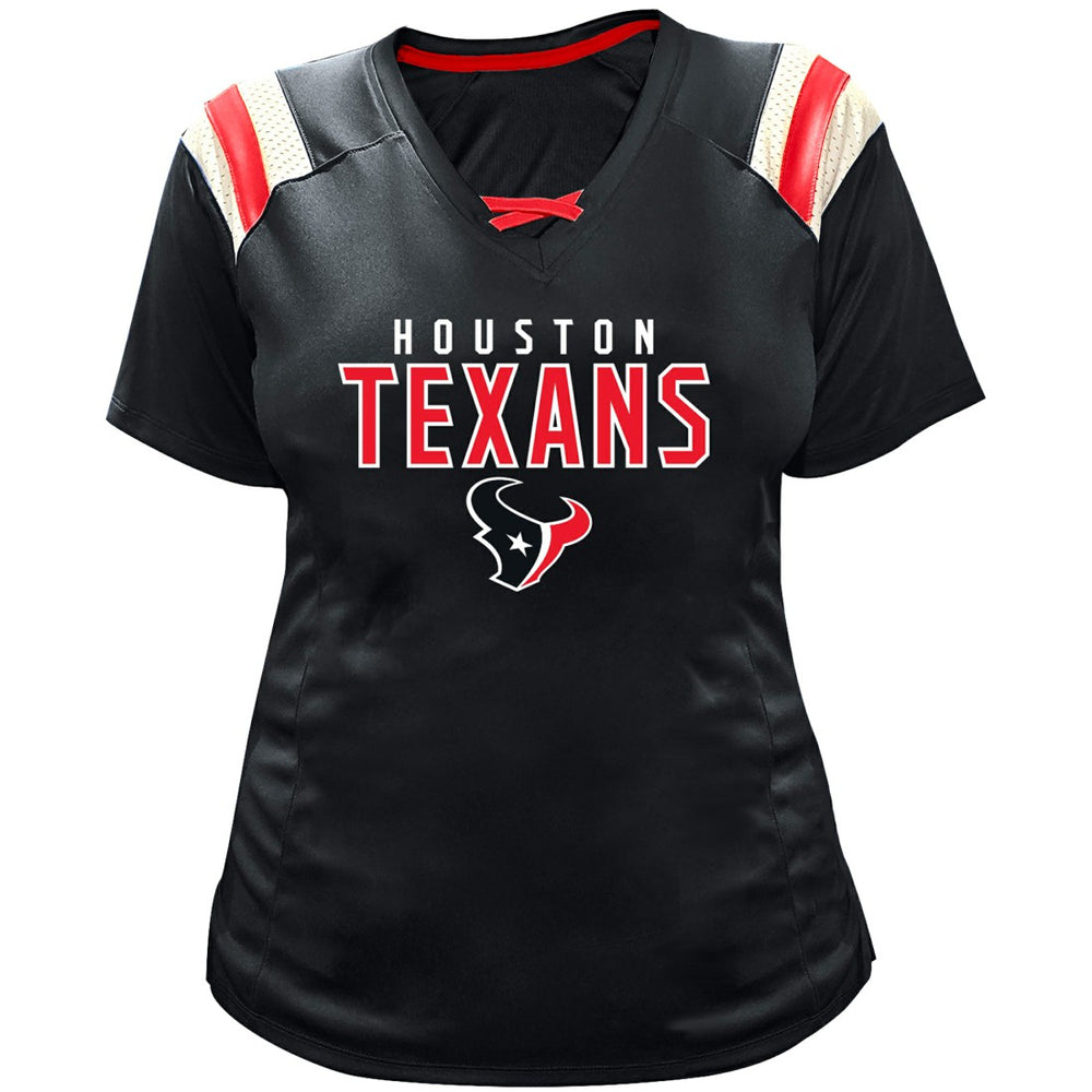 C.J. Stroud Houston Texans Women's Plus Size Name & Number Raglan Lace V-Neck T-Shirt - Navy T-shirts
