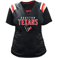 C.J. Stroud Houston Texans Women's Plus Size Name & Number Raglan Lace V-Neck T-Shirt - Navy T-shirts