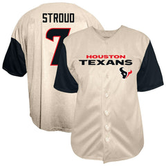 C.J. Stroud Houston Texans Big & Tall Baseball Button-Up Shirt - Cream