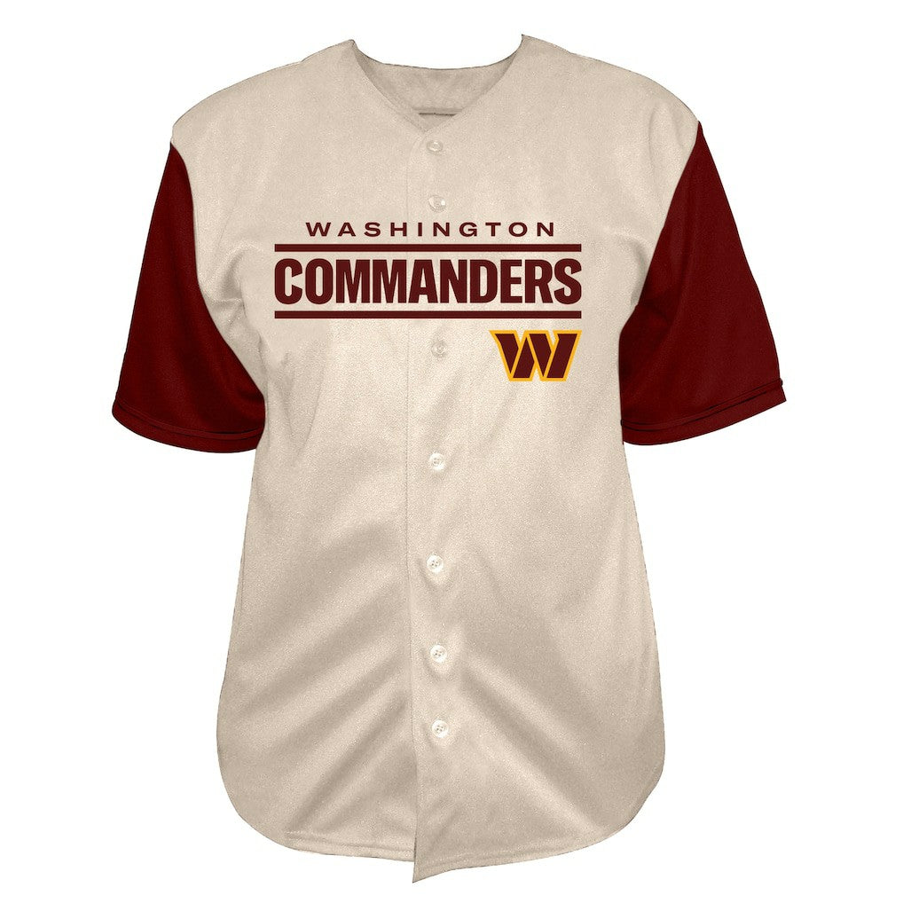 Jayden Daniels Washington Commanders Big & Tall Baseball Button-Up Shirt - Cream