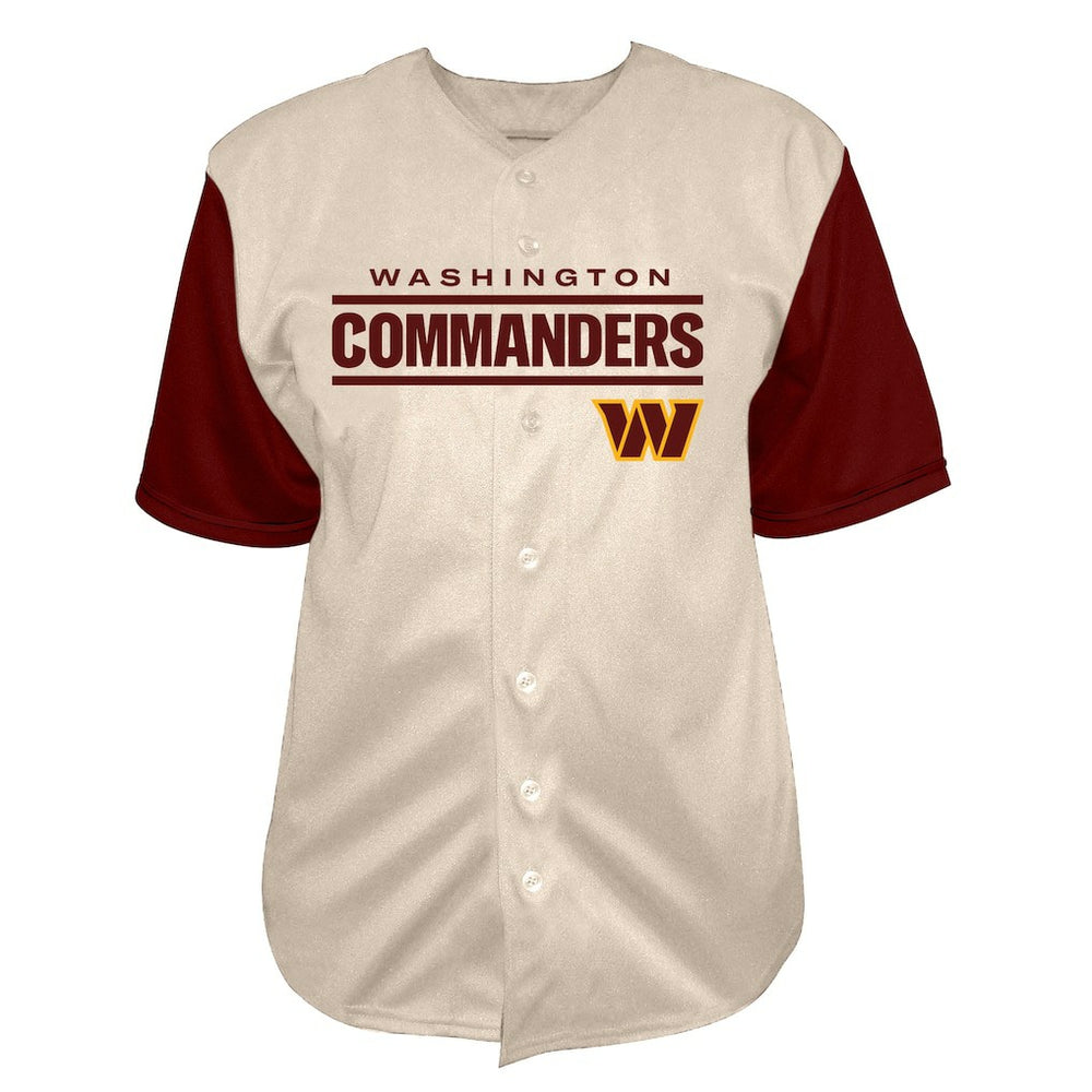 Jayden Daniels Washington Commanders Big & Tall Baseball Button-Up Shirt - Cream