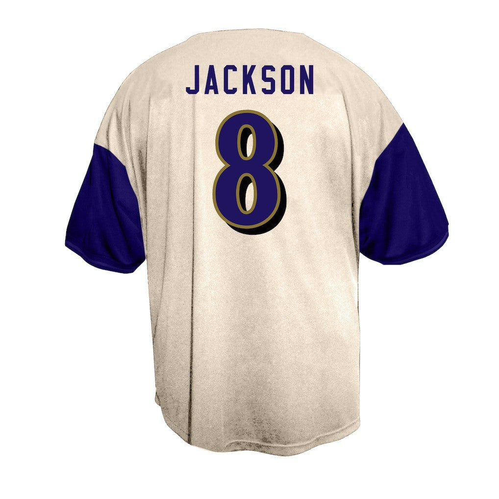 Lamar Jackson Baltimore Ravens Big & Tall Baseball Button-Up Shirt - Cream