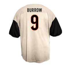 Joe Burrow Cincinnati Bengals Big & Tall Baseball Button-Up Shirt - Cream