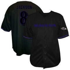 Lamar Jackson Baltimore Ravens Big & Tall Baseball Button-Up Shirt - Black