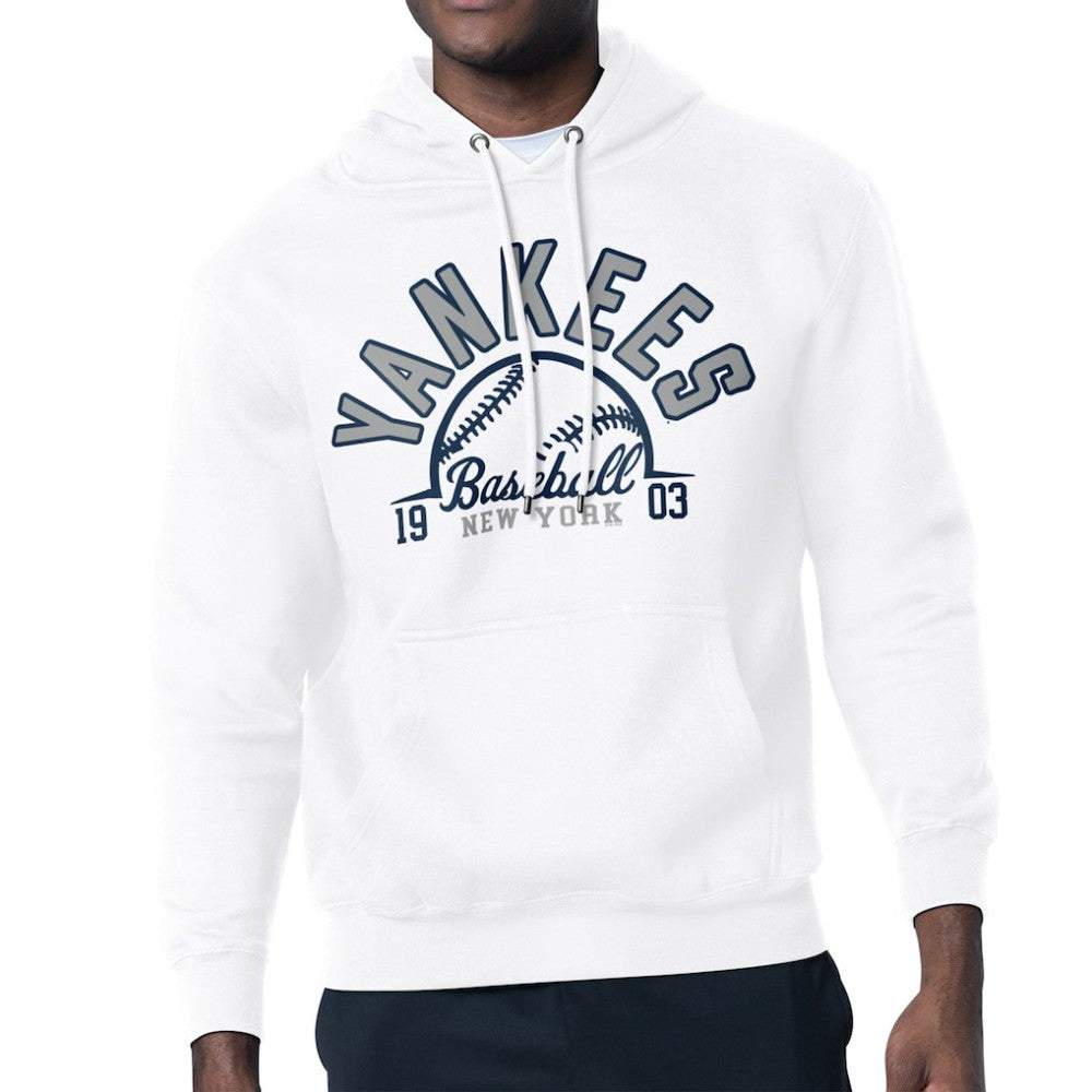 New York Yankees Starter Half Ball Team Graphic Pullover Hoodie - White Hoodies