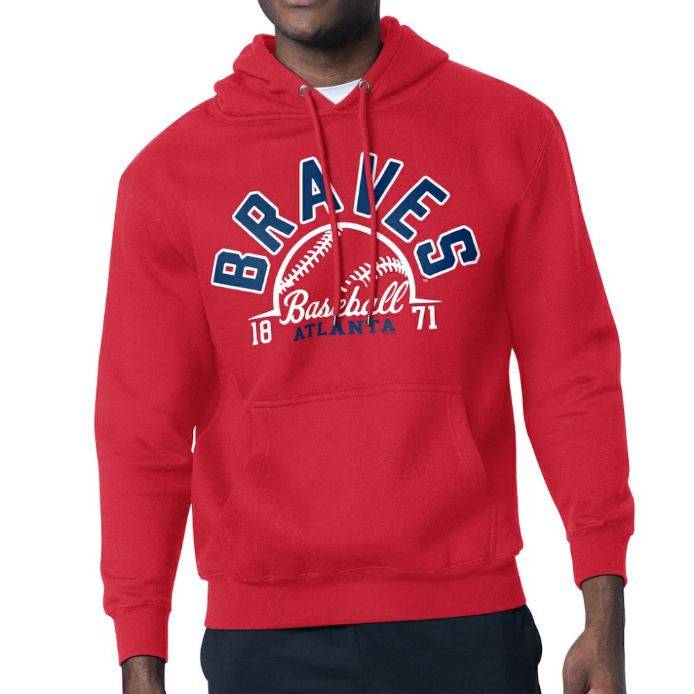 Atlanta Braves Starter Half Ball Team Graphic Pullover Hoodie - Red Hoodies