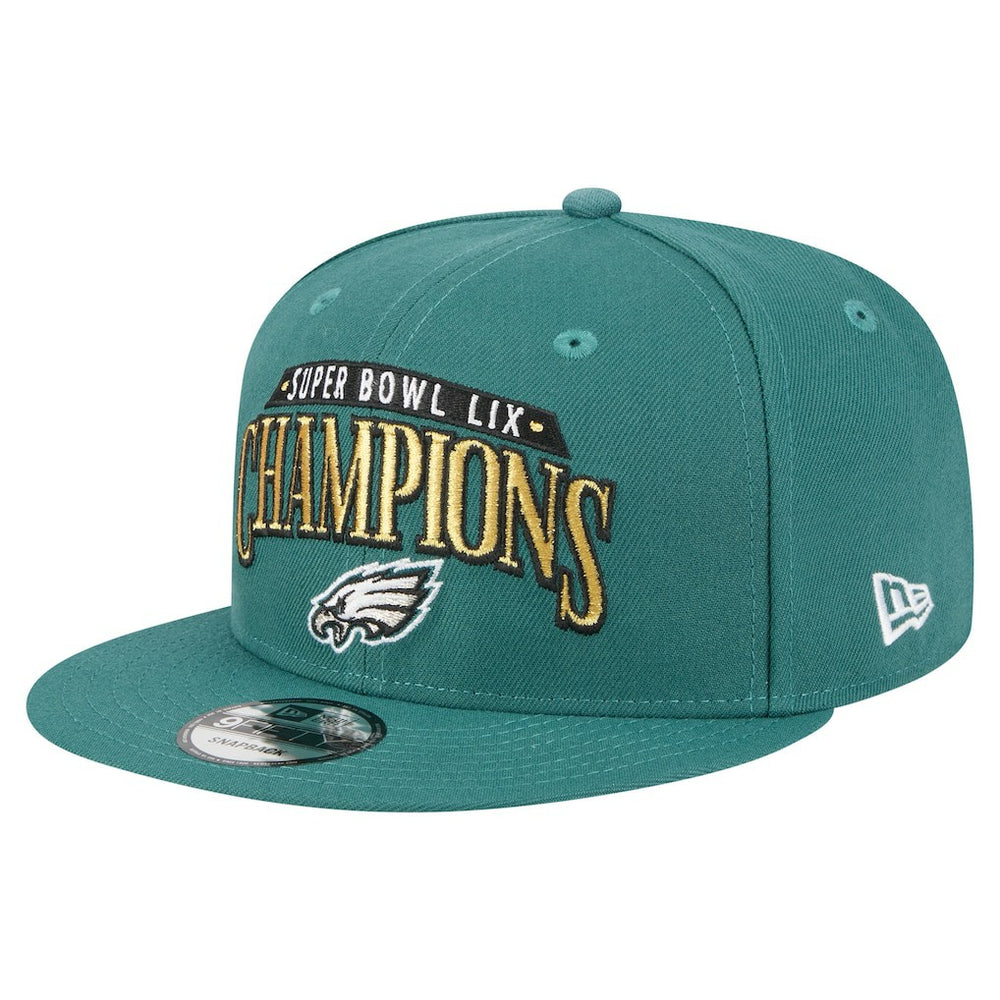 Philadelphia Eagles New Era Super Bowl LIX Champions 9FIFTY Snapback Hat - Midnight Green Hats