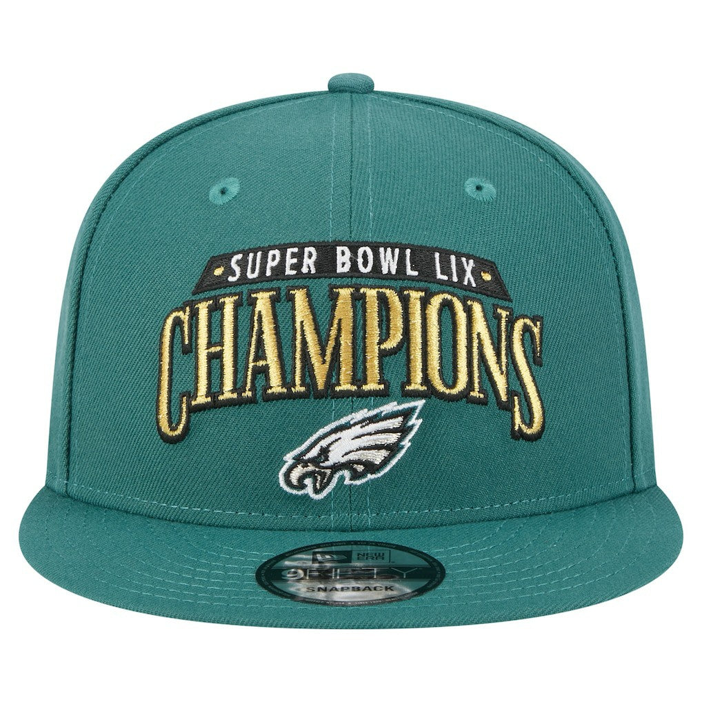 Philadelphia Eagles New Era Super Bowl LIX Champions 9FIFTY Snapback Hat - Midnight Green Hats