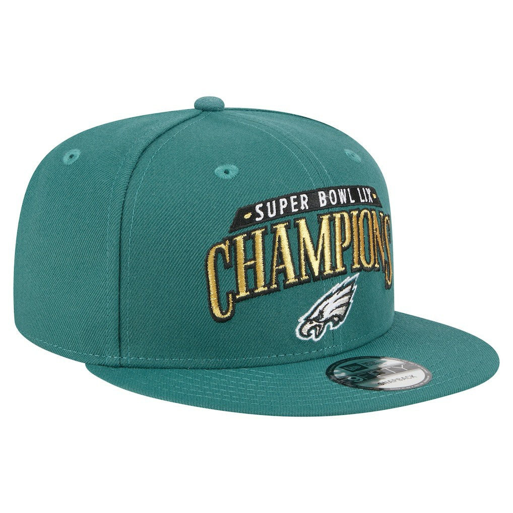 Philadelphia Eagles New Era Super Bowl LIX Champions 9FIFTY Snapback Hat - Midnight Green Hats