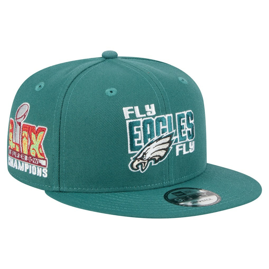 Philadelphia Eagles New Era Super Bowl LIX Champions Side Patch 9FIFTY Snapback Hat - Midnight Green Hats