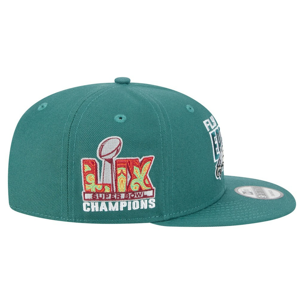 Philadelphia Eagles New Era Super Bowl LIX Champions Side Patch 9FIFTY Snapback Hat - Midnight Green Hats