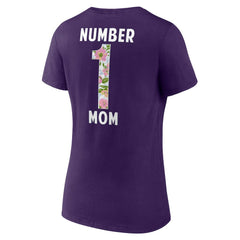 Baltimore Ravens Women's Number 1 Mom Floral V-Neck T-Shirt - Purple T-shirts