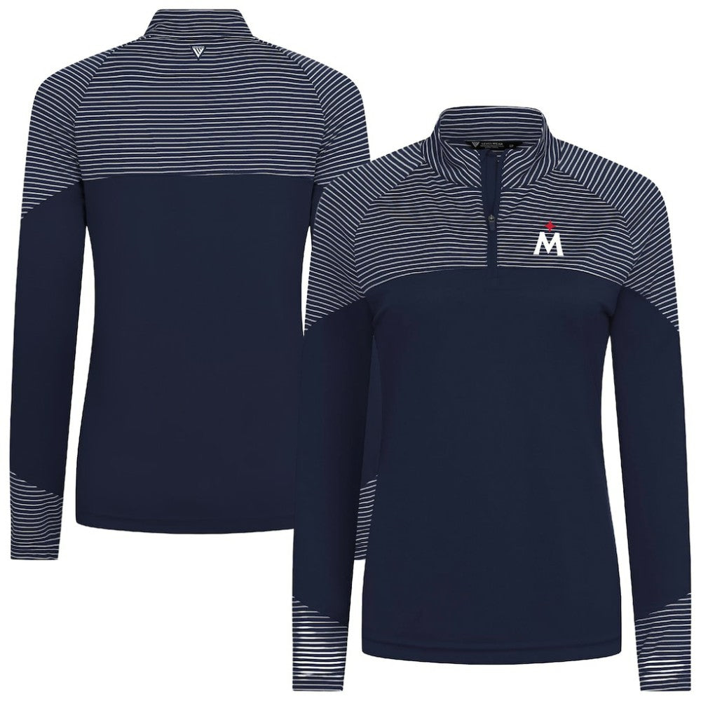 Minnesota Twins Levelwear Women's Classic Stripes Insignia 2.0 Raglan Quarter-Zip Top - Navy Tops